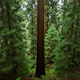view from the top of tree of redwood forest looking at the rest of the forest, swaying trees, windy, waves, rippling trees