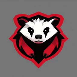 stylized red and black airsoft logo, symmetrical, honey badger!!!, flat vector art, artstation, modern minimalistic