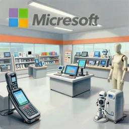 a digital sketch of a 2 0 5 0 s microsoft retail interior, phones, tablets, robots and mannequins, by ruan jia by liam wong by stanley artgerm, trending on artstation, 4 k