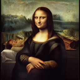 Monalisa tied and Sleeping ON A BED, by leonardo da vinci