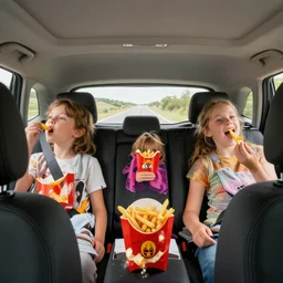 photo of a family of fries going on a road trip