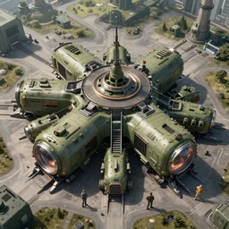 concept art of futuristic modular military base, top angle, jama jurabaev, tyler edlin, james paick, emmanuel shiru, victor mosquera, extremely detailed, artstation, for aaa game, high quality,