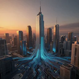 cybercity dawn by jeffrey smith and wlop and gustave dore, featuring wires, circuitry, code, binary, cryptonomicon, dmt entity, ambient occlusion, 3 d concept render, scientifically accurate, artstation, intricate, beautiful, look at that detail!
