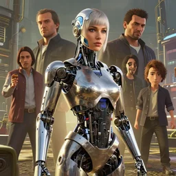 highly detailed portrait woman steel with 🤖 robotic circuitry, gta v, stephen bliss, unreal engine, fantasy art by greg rutkowski, loish, rhads, ferdinand knab, makoto shinkai and lois van baarle, ilya kuvshinov, rossdraws, tom bagshaw, global illumination, radiant light, detailed and intricate environment