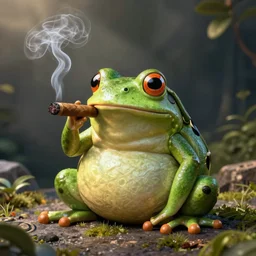 fat frog smoking a cigar