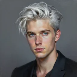 a portrait of ian bohen as quicksilver, a photorealistic painting by mandy jurgens, trending on artstation, photorealism, detailed painting, behance hd, hyper realism