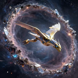 rayquaza flying in a future hyper dimensional space galactic crystal nebula edges elegant detailed intricate concept artstation sharp focus ray tracing cinematic masterpiece octane render nvidia