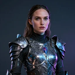 natalie portman portrait, dystopia core, apocalyptic, armor, warrior, dramatic, sharp focus, fiction, neon, fantasy, hyper detailed, digital art, trending in artstation, cinematic lighting, studio quality, smooth render, unreal engine 5 rendered, octane rendered, art style and nixeu and wlop and krenz cushart