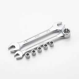 elegant socket wrench set, 8k product photo, isolated on a pure white background, centered, entire object in frame, sharp focus, soft studio lighting