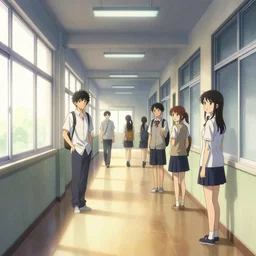 a hyper detailed background of an anime school hallway, by dorian cleavenger, greg rutkowski, wlop, astri lohne, trending on artstation