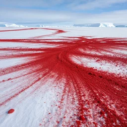 antartica with red snow, 8 k, detail, super detailed, awesome, award winning photography, 4 k hdr