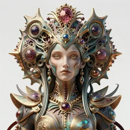 artstation futuristic 3 d model of hyper - detailed!! beautiful groovypunk queen of fractal magma in full regal attire. face portrait. art nouveau!!!, symbolist, visionary, baroque, giant fractal details. horizontal symmetry by zdzisław beksinski, iris van herpen, raymond swanland and alphonse mucha. hyper - real beautiful