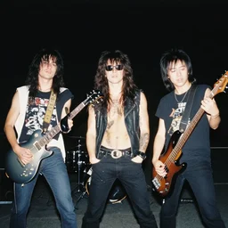 anders zorn painting of an anime metal band photo, direct flash photography at night, film grain