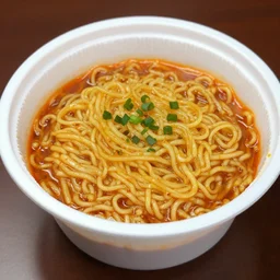 noodles in styrofoam bowl,