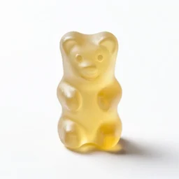ivory gummy bears, professional product shot, isolated on a pure white background, centered, entire object in frame, sharp focus, soft studio lighting