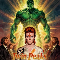 twin peaks poster art, portrait of david bowie hiding from the tall green giant, by michael whelan, rossetti bouguereau, artgerm, retro, nostalgic, old fashioned