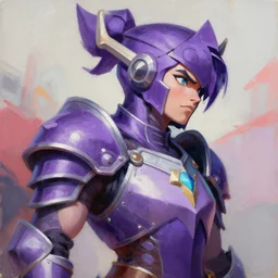 greg manchess portrait painting of partially armored violet from league of legends as overwatch character, medium shot, asymmetrical, profile picture, organic painting, sunny day, matte painting, bold shapes, hard edges, street art, trending on artstation, by huang guangjian, gil elvgren, ruan jia, greg rutkowski, gaston bussiere