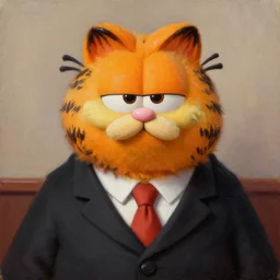 portrait of garfield the cat as a lawyer, natural light, oil painting,