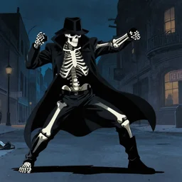 skeleton man fighting crime under the cover of night