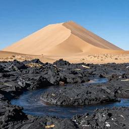 sand mountain, lava rivers, photo