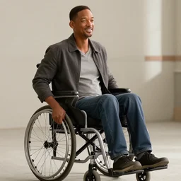 will smith smiling in a wheelchair, movie still