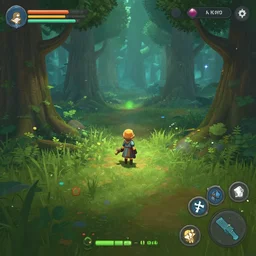 Screenshot of a videogame of a fantasy forest from kora.