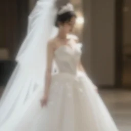 A a bride in her wedding dress. Bokeh effect.