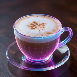the perfect cappucinno, highly detailed generative art, neon, wireframe model, janusz jurek, 8k HDR