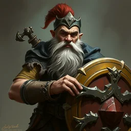 a detailed portrait of a dwarf cleric holding a shield, by justin gerard and greg rutkowski, digital art, realistic painting, dnd, character design, trending on artstation