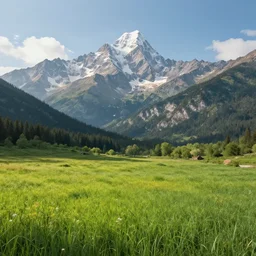 mountains overlooking a meadow by james gurney