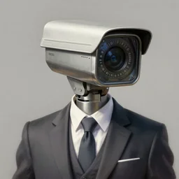 a portrait of an anthropomorphic surveillance camera wearing a suit, cyberpunk!, fantasy, elegant, digital painting, artstation, concept art, matte, sharp focus, illustration, art by josan gonzalez