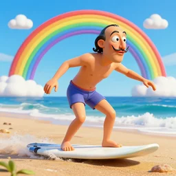 🏖🌊🏄♂🌈, lowbrow, 3 - d highly detailed, in the style of, salvador dali,