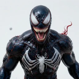 A full portrait of a  post apocalyptic spiderman screaming and became venom , intricate, highly detailed, digital painting, artstation, smooth, sharp focus, illustration, art by Krenz Cushart and Artem Demura and alphonse mucha
