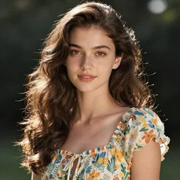 a portrait of a beautiful woman in a summer dress