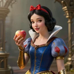 highly detailed digital steampunk arthurian portrait of snow white holding an apple, soft light, 8 k, futuristic, octane render, by james edwin mcconnell and walt disney