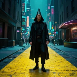 emerald city, wizard of oz, yellow brick road, blade runner, cyberpunk night