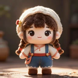 cute fumo plush of a farmer girl, peasant anime girl, symmetry, vray