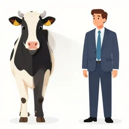 two business men with dairy cow face standing on two feet at the airport trending flickr noir detailed closeup portrait