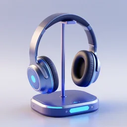 headphone stand, futuristic, techno, cyberpunk, product design, 3 d render, 3 d concept, isometric design, fun, swag, cute, product showcase