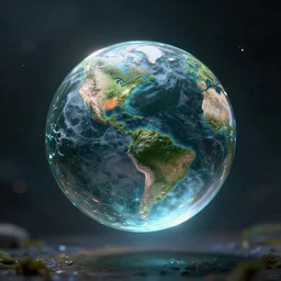 professional photo of the magical element of earth, glass perfectly round sphere hovering in the air, arcane magic, ultra detailed, dramatic lighting, caustics