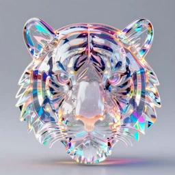 glowing holographic futuristic plastic sculpture of tiger face render, transparent celestial light gels, vibrant acrylic glass crinkled correction gel, colored film face by okuda san miguel, glowing stars, glinting, glittering, cyan, white, ultra realistic, photorealistic, 3 d render, unreal engine, octane render, sharp, studio