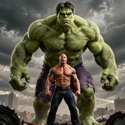 movie poster of the rock as the hulk, dwayne johnson as hulk, cinematic feel, movie poster, art by greg rutkowski and artgerm and tooth wu and wlop
