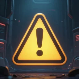 icon of a warn signal attention please!, dystopian, cyberpunk style, octane rendering, trending on artstation, studio ghibli, michael whealan and james gurney