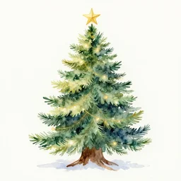 a watercolor painting of chritsmas tree