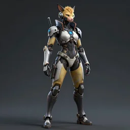 a full body character portrait of female anthropomorphic humanoid animal combat android in the style of cyberpunk in the style of syd mead trending on artstation deviantart pinterest detailed realistic hd 8 k high resolution