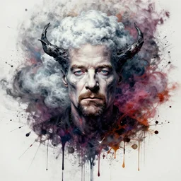 walter white, splatter paint, maximalist dreamy, cloudcore hostile, dark fantasy