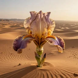 wide landscape photo of a desert that mimics the shape and macro detail of an iris and pupil, high detail, drone photo, golden hour, medium format