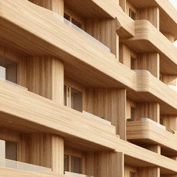 detailed biophillic wooden buildings facacdes