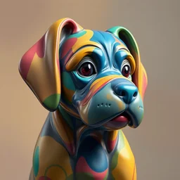 3 d cell shaded portrait painting of colorful cute puppy statue, 3 d cell shaded cubism, in the style of picasso 3 d cell shaded, elegant, highly detailed, artstation, art by picasso 3 d cell shaded unreal engine
