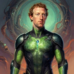 mark zuckerberg as an alien, fantasy art, in the style of artgerm, illustration, epic, fantasy, intricate, hyper detailed, artstation, concept art, smooth, sharp focus, ray tracing, vibrant